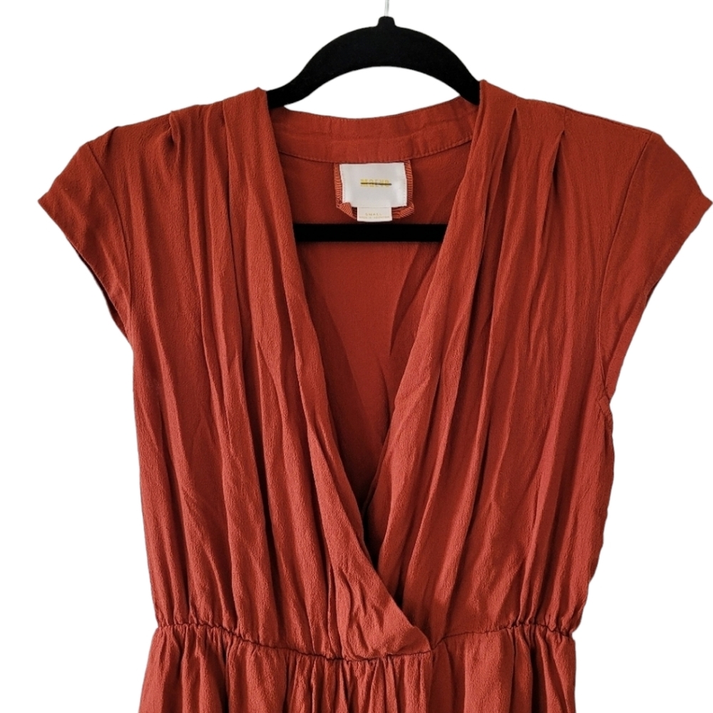 Anthropologie Maeve Noronha Wrao Dress Small Burnt Orange - Picture 6 of 9